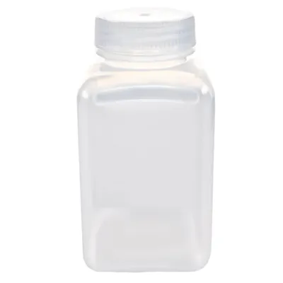 500mL Natural Polypropylene Wide Mouth Square Reagent Bottle with 53/415 Natural Polypropylene Cap - Package of 12