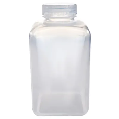 1000mL Natural Polypropylene Wide Mouth Square Reagent Bottle with 53/415 Natural Polypropylene Cap - Package of 12