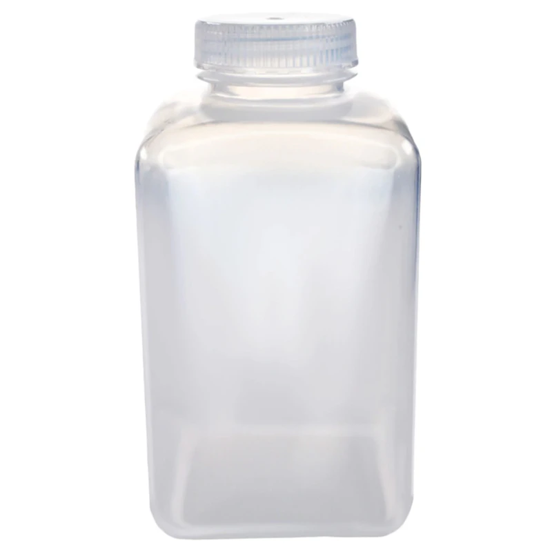 1000mL Natural Polypropylene Wide Mouth Square Reagent Bottle with 53/415 Natural Polypropylene Cap - Package of 12
