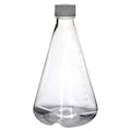 2000mL Clear PETG Sterile Baffled-Bottom Erlenmeyer Flask with 45/430 White Polypropylene Non-Vented Cap - Case of 4