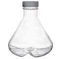 3000mL Clear PETG Sterile Baffled-Bottom Erlenmeyer Flask with 70/430 White Polypropylene Non-Vented Cap - Case of 4