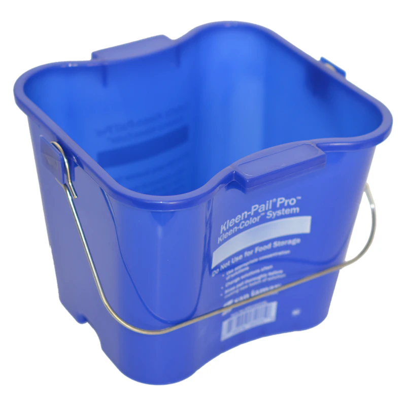 6 Quart Blue Polypropylene Square Kleen-Pail® Pro™ Color-Coded Cleaning Bucket with Metal Handle