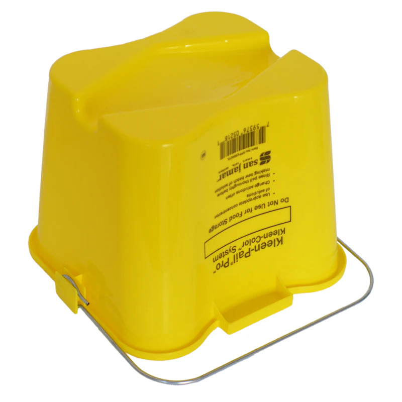 6 Quart Yellow Polypropylene Square Kleen-Pail® Pro™ Color-Coded Cleaning Bucket with Metal Handle
