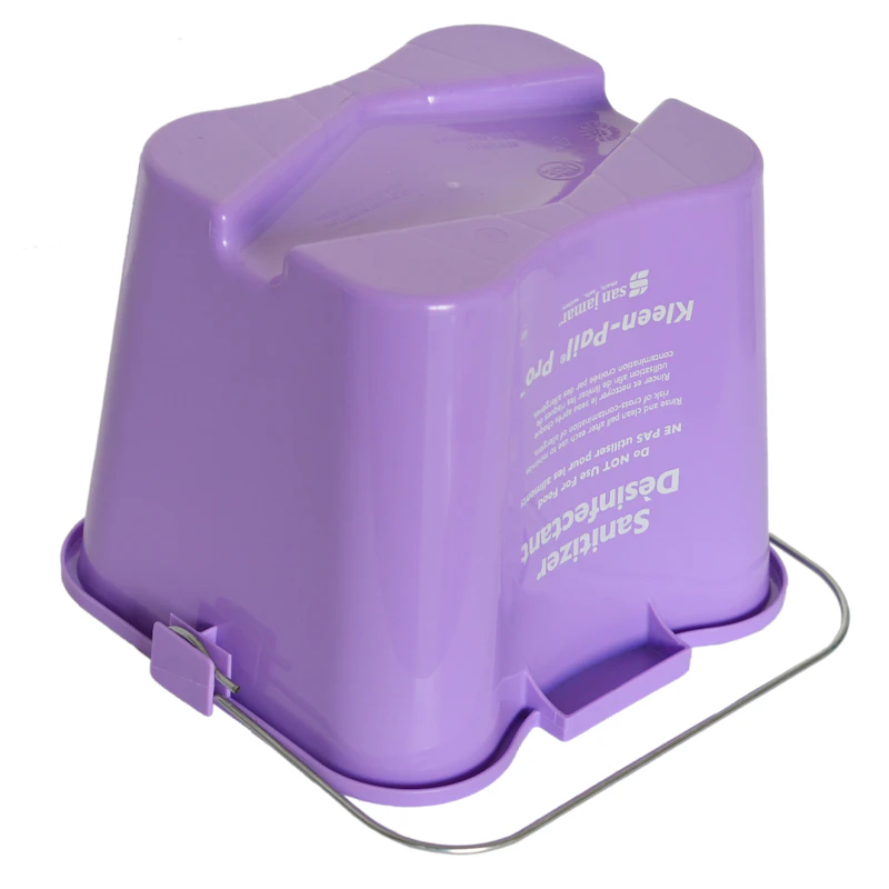 6 Quart Purple Polypropylene Square Kleen-Pail® Pro™ Color-Coded Cleaning Bucket with Metal Handle
