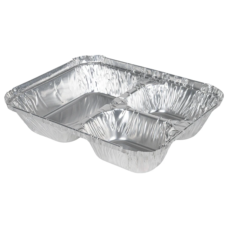 3 Compartment Foil Oblong Food Container (Lid Sold Separately) - Case of 500
