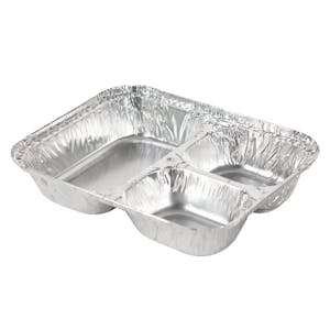 3 Compartment Foil Oblong Food Container (Lid Sold Separately) - Case of 500