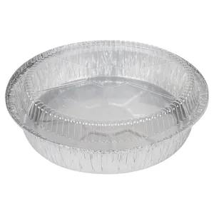 9" Silver Foil Round Food Container with Clear Polystyrene Dome Lid - Case of 250