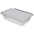 36 oz. Silver Foil Oblong Food Container with Silver Foil Flat Lid - Case of 250