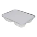 3 Compartment Foil Oblong Food Container with Silver Foil Flat Lid - Case of 250