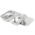 3 Compartment Foil Oblong Food Container with Silver Foil Flat Lid - Case of 250