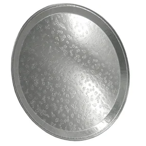 12" Silver Foil Round Flat Catering Tray (Lid Sold Separately) - Case of 25