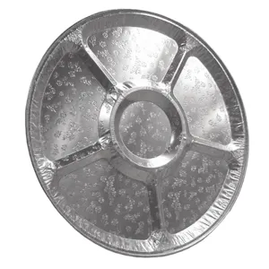 12" Silver Foil Round Divided Catering Tray (Lid Sold Separately) - Case of 25