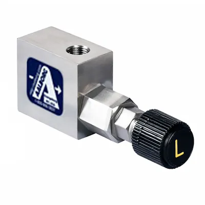 1/8" FNPT x 1/8" FNPT Chrome-Plated Brass 90° CV™ Series Utility Barstock Needle Valve - 0.03 Cv