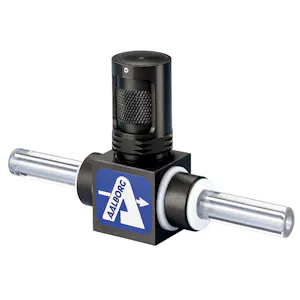 0.39" OD Glass Nipple x 0.39" OD Glass Nipple Straight MVT™ Series Metering PTFE Needle Valve with Aluminum Shell - 0.003 Cv