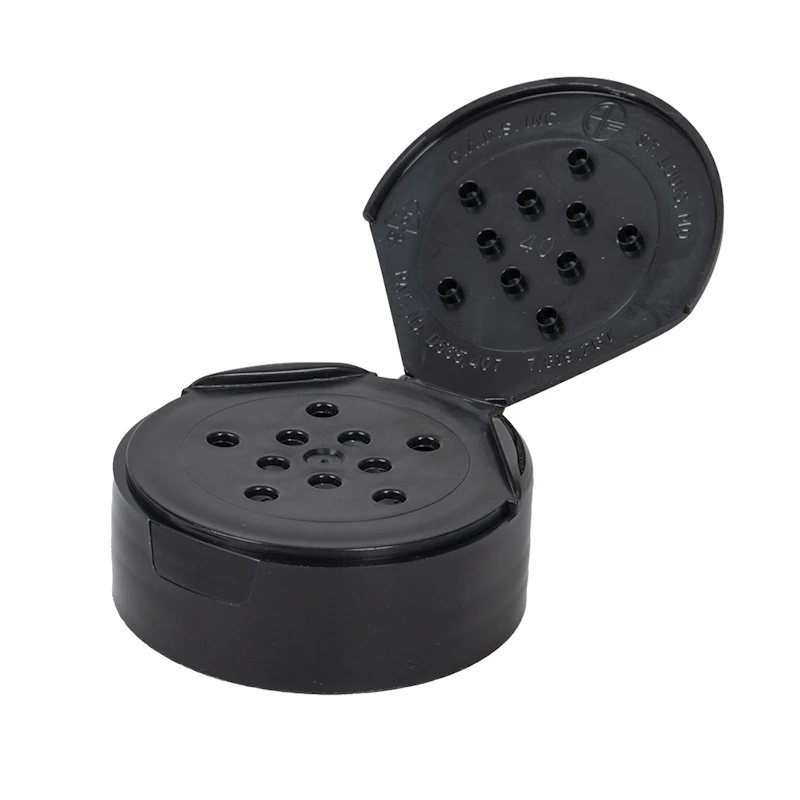 53/485 Black 10 Hole Spice Cap with Heat Induction Liner - 0.125" Holes