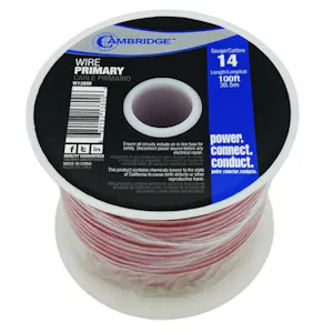 14 AWG 19-Strand Primary Wire with Red PVC Insulation - 100' Spool