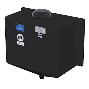 20 Gallon Black LLDPE Rectangular Rinse Tank with 5" Lid & 1" Drain Plug (Full Drain) - 26" L x 13" W x 25" Hgt.