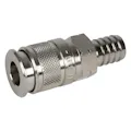 1/4" Body x 1/2" Hose Barb Nickel-Plated Brass Multisocket Universal Pneumatic Coupler