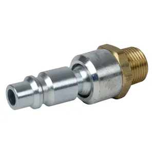 3/8" Body x 3/8" MNPT Brass/Steel Industrial Interchange Pneumatic Ball Swivel Connector