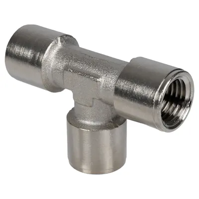 1/4" FNPT x 1/4" FNPT x 1/4" FNPT Nickel-Plated Brass Threaded Female Tee