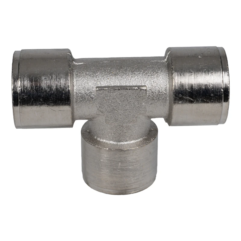 1/2" FNPT x 1/2" FNPT x 1/2" FNPT Nickel-Plated Brass Threaded Female Tee