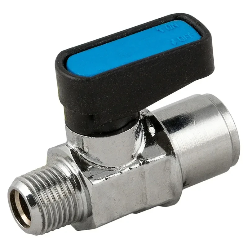 1/4" FPT x 1/4" MPT Brass Straight Thru Mini Ball Valve with NBR O-Ring