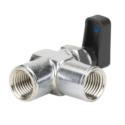 1/4" FPT x 1/4" FPT 90º Chrome Nickel-Plated Brass Mini Ball Valve