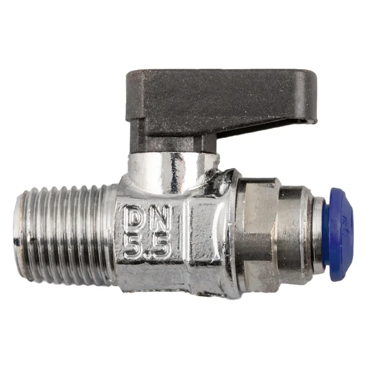 1/4" Tube x 1/8" MPT Brass Straight Thru Mini Ball Valve with NBR O-Ring