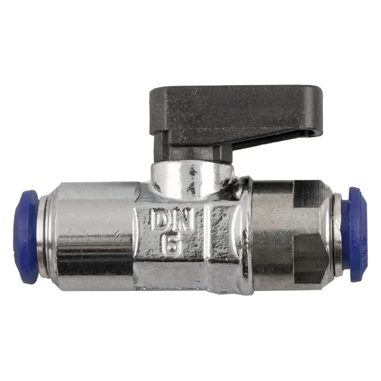 1/4" Tube PTC x 1/4" Tube PTC Brass Straight Thru Mini Ball Valve with NBR O-Ring