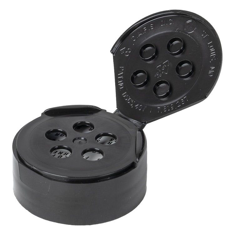 43/485 Black 5 Hole Spice Cap with Heat Induction Liner - 0.250" Holes