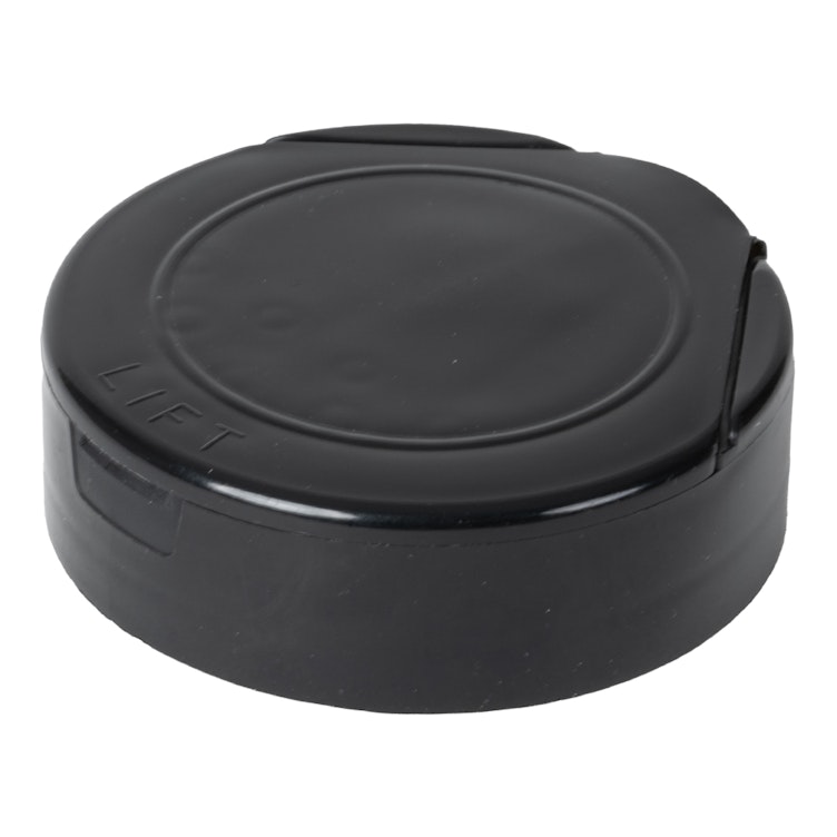 63/485 Black 7 Hole Dual Dispensing Spice Cap with Spoon Opening & Heat Induction Liner - 0.200" Holes