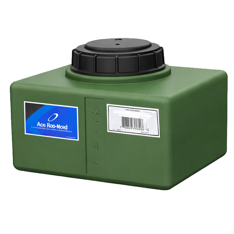 2.8 Gallon Green MDPE Rectangular Flat Bottom Tank with 5" Lid & No Fitting - 14" L x 9" W x 9" Hgt.