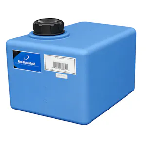 6 Gallon Blue MDPE Rectangular Flat Bottom Tank with Pump Mount, 2" Lid & No Fitting - 15" L x 12" W x 8" Hgt.