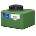 6 Gallon Green MDPE Rectangular Flat Bottom Tank with 5" Lid & 3/4" Fitting - 15" L x 12" W x 8" Hgt.