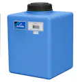 7 Gallon Blue MDPE Rectangular Flat Bottom Tank with 5" Lid & 3/4" Fitting - 14" L x 9" W x 15" Hgt.