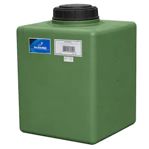 7 Gallon Green MDPE Rectangular Flat Bottom Tank with 5" Lid & 3/4" Fitting - 14" L x 9" W x 15" Hgt.