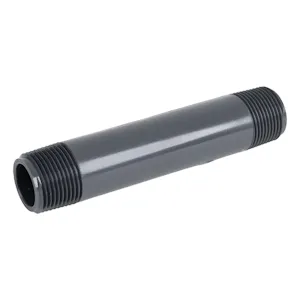 3/4" MNPT x 3/4" MNPT Smooth Gray Schedule 80 PVC Pipe Nipple - 5" L