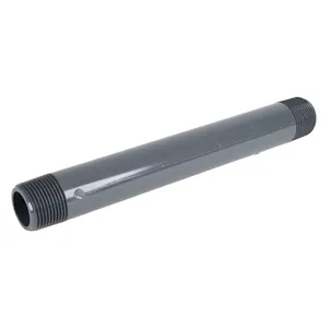1" MNPT x 1" MNPT Smooth Gray Schedule 80 PVC Pipe Nipple - 10" L