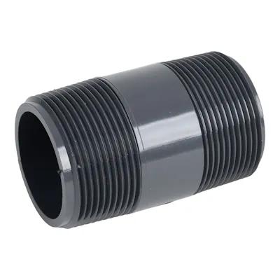 1-1/2" MNPT x 1-1/2" MNPT Smooth Gray Schedule 80 PVC Pipe Nipple - 3" L