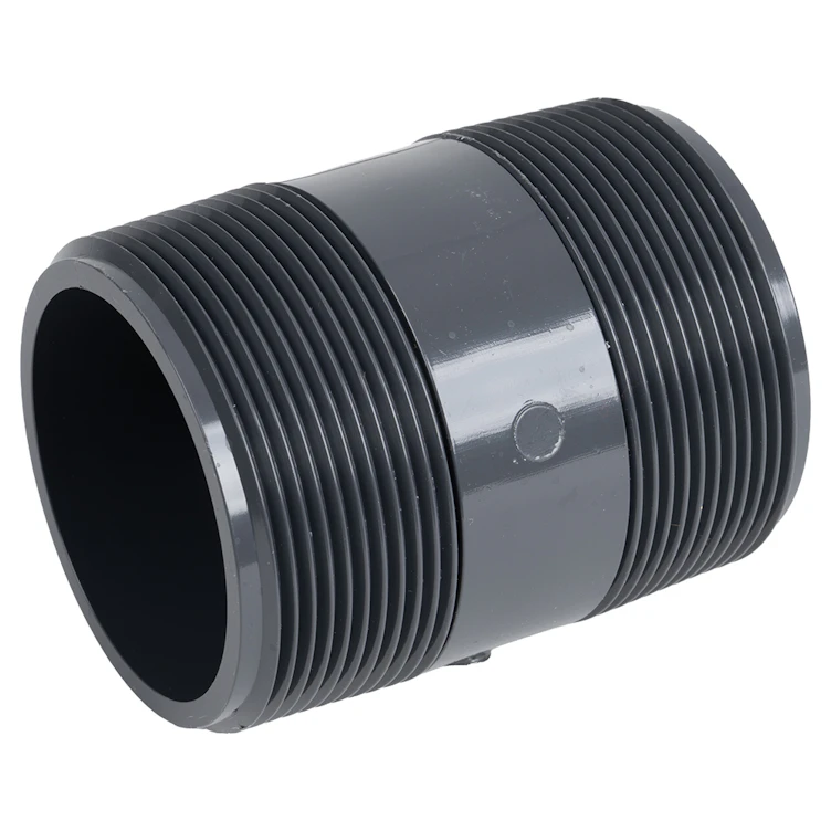 2" MNPT x 2" MNPT Smooth Gray Schedule 80 PVC Pipe Nipple - 3" L