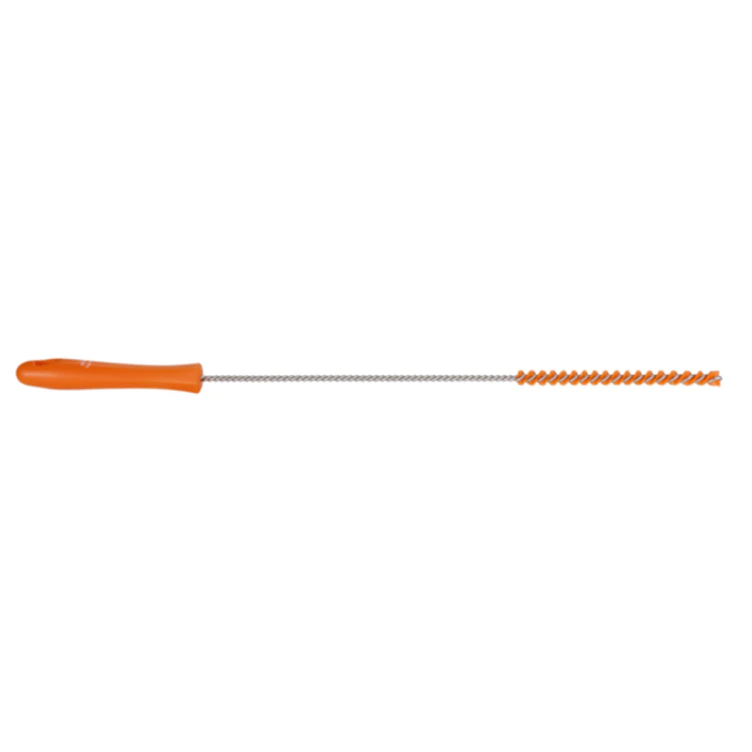 Orange Vikan® Stainless Steel Tube Brush with Stiff Polyester Bristles & Polypropylene Handle - 0.4" Dia. x 19.7" L