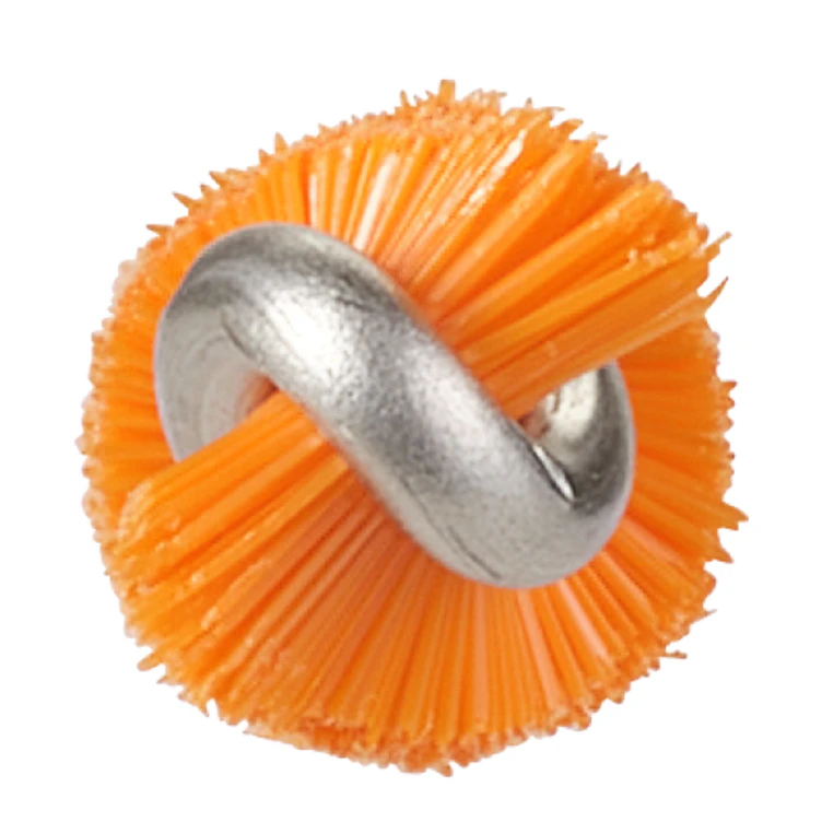 Orange Vikan® Stainless Steel Tube Brush with Stiff Polyester Bristles & Polypropylene Handle - 0.4" Dia. x 19.7" L