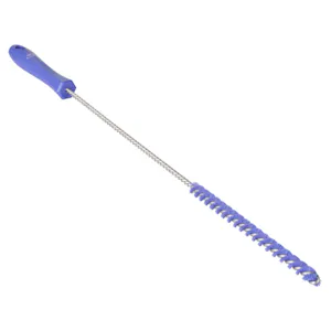 Purple Vikan® Stainless Steel Tube Brush with Stiff Polyester Bristles & Polypropylene Handle - 0.4" Dia. x 19.7" L