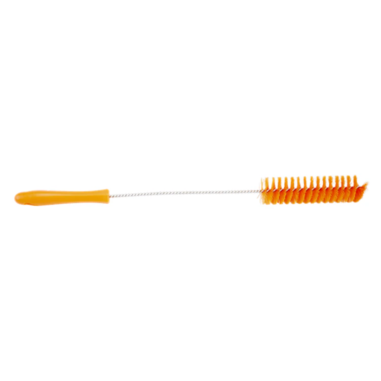 Orange Vikan® Stainless Steel Tube Brush with Stiff Polyester Bristles & Polypropylene Handle - 1.6" Dia. x 19.7" L