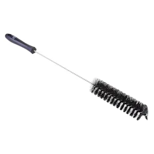 Black Vikan® Stainless Steel Tube Brush with Stiff Polyester Bristles & Polypropylene Handle - 1.6" Dia. x 19.7" L