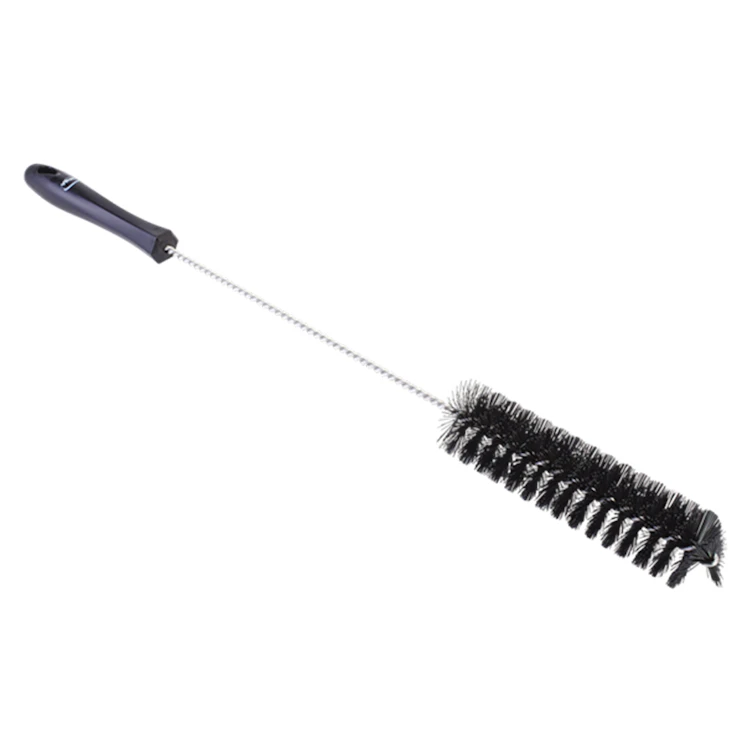 Black Vikan® Stainless Steel Tube Brush with Stiff Polyester Bristles & Polypropylene Handle - 1.6" Dia. x 19.7" L