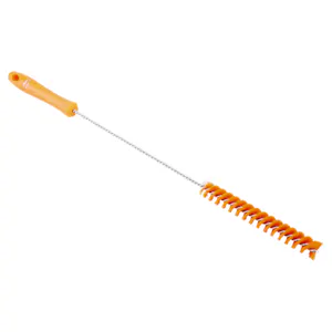 Orange Vikan® Stainless Steel Tube Brush with Medium Polyester Bristles & Polypropylene Handle - 0.8" Dia. x 19.7" L