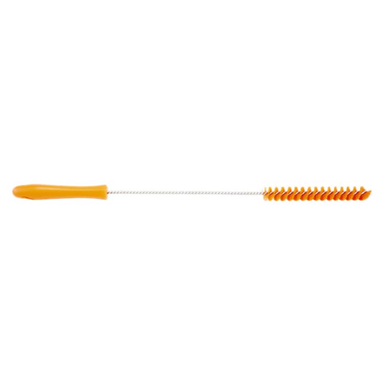 Orange Vikan® Stainless Steel Tube Brush with Medium Polyester Bristles & Polypropylene Handle - 0.8" Dia. x 19.7" L