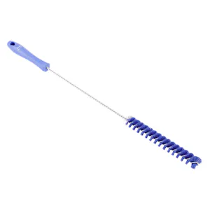 Purple Vikan® Stainless Steel Tube Brush with Medium Polyester Bristles & Polypropylene Handle - 0.8" Dia. x 19.7" L