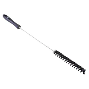 Black Vikan® Stainless Steel Tube Brush with Medium Polyester Bristles & Polypropylene Handle - 0.8" Dia. x 19.7" L